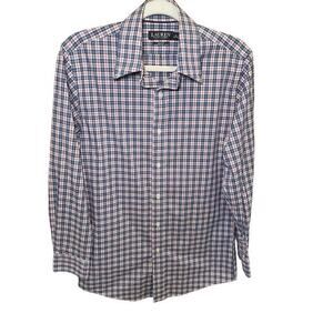 Ralph Lauren Men‎ 32/33 Button Down Plaid Slim Fit Stretch Non Iron Blue & Red